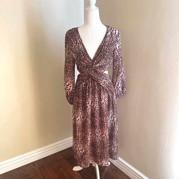 Anthropologie RANNA GILL Leopard Print Cut-out Midi Dress - Picture 5 of 11